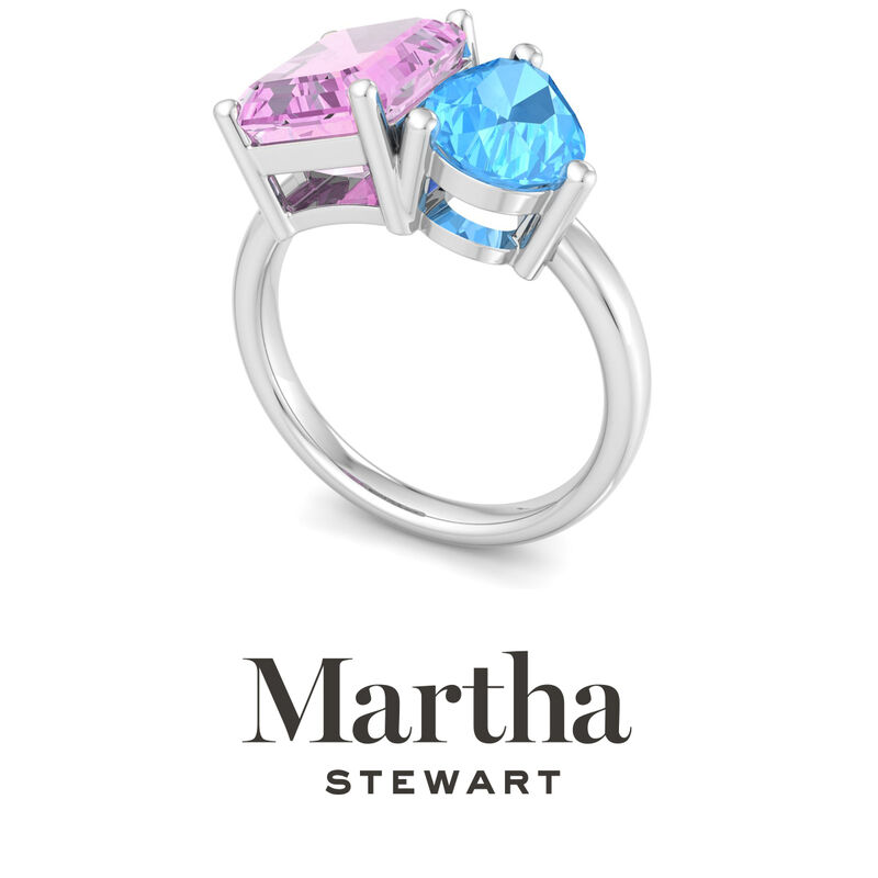 Martha Stewart 4 3/4ctw. Pink Sapphire & Blue Topaz Two Stone Ring In Sterling Silver image number null